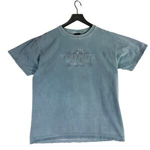 Vintage Yosemite National Park Graphic T-Shirt Prairie Mountain Large Blue Faded